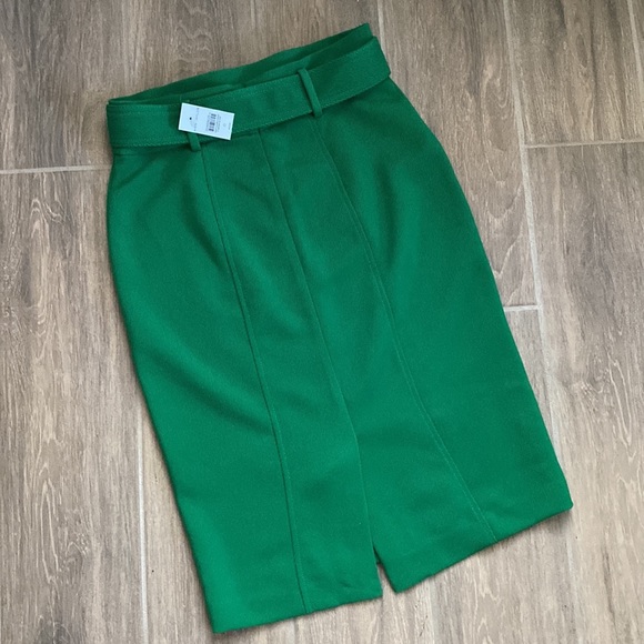 Ann Taylor Belted Seamed Pencil Skirt Kelly Green - Picture 7 of 9